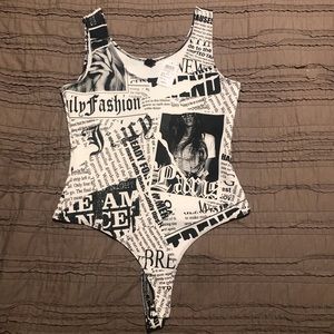 Graphic thong bodysuit